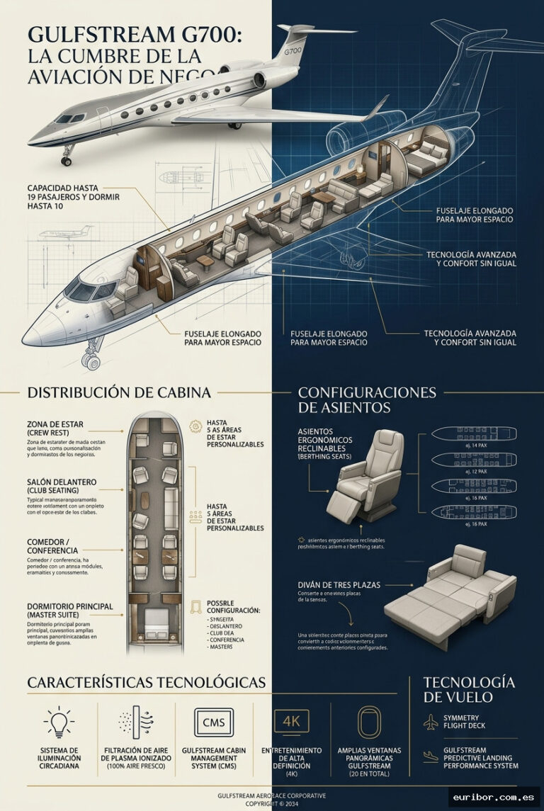 El interior del gulfstream g700: Un viaje al máximo lujo aéreo
